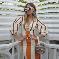Cilicia | Women's Striped Maxi Dress in Kleid