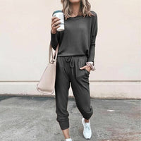 Circe | Women's Jogger-style Pants Two-Piece Set in Dark Gray