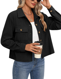 Claire | Women's Pockets Corduroy Jacket in Black
