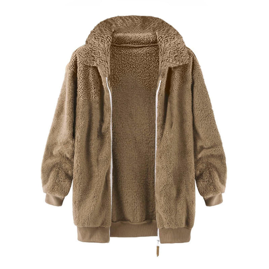 Claire | Women's Oversized Fleece Jacket in Camel