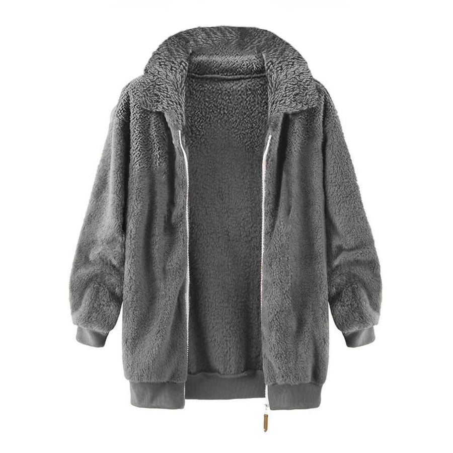 Claire | Women's Oversized Fleece Jacket in Gray