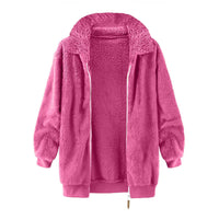 Claire | Women's Oversized Fleece Jacket in Himbeer Red
