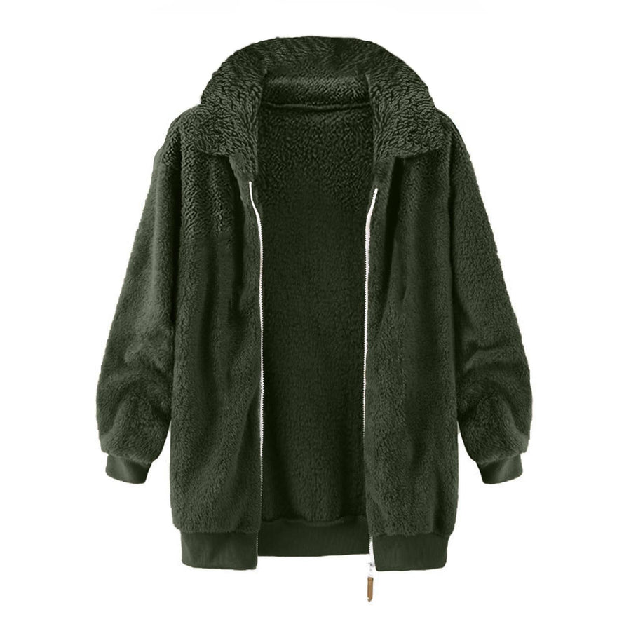 Claire | Women's Oversized Fleece Jacket in Olive Green