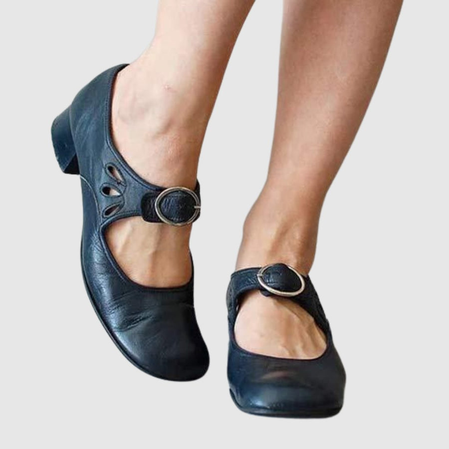 Claire | Women's Buckled Strap Mary Jane Shoes in Blue