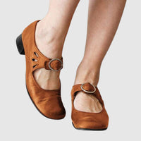 Claire | Women's Buckled Strap Mary Jane Shoes in Brown