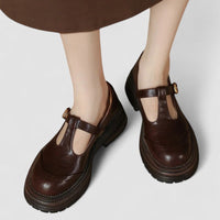 Clarice | Women's Chunky Sole Mary Jane Shoes in Brown