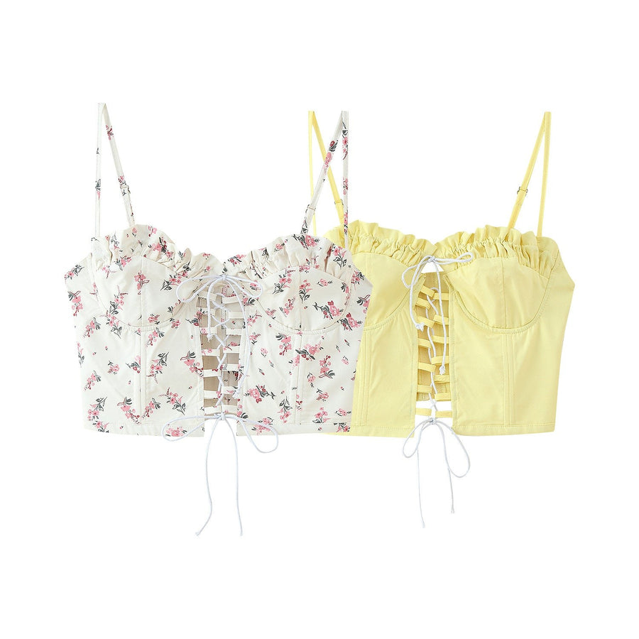 Claudette | Women's Ruffle Detail Floral Crop Top