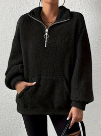 Claudette | Women's Pockets Fleece Sweater in Black
