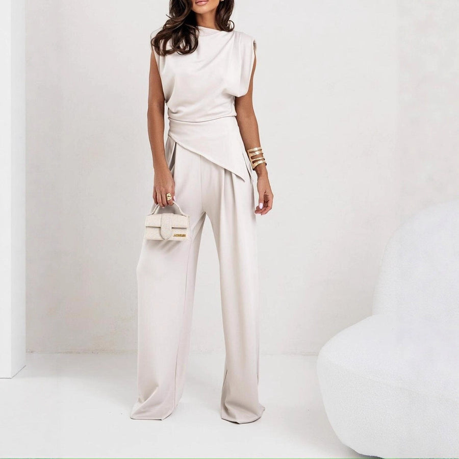 Claudette | Women's Asymmetric Wide Leg Elegant Jumpsuit