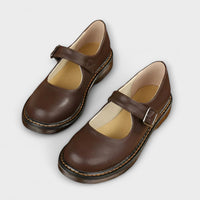 Claudette | Women's Chunky Sole Adjustable Buckle Mary Jane Shoes in Brown
