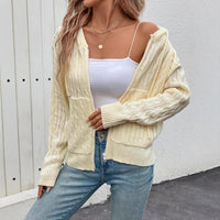 Claudiana | Women's Zip Hooded Knit Cardigan in Apricot