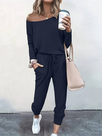 Clematis | Women's Long Sleeve Top and Pants Two Piece Set in Blue
