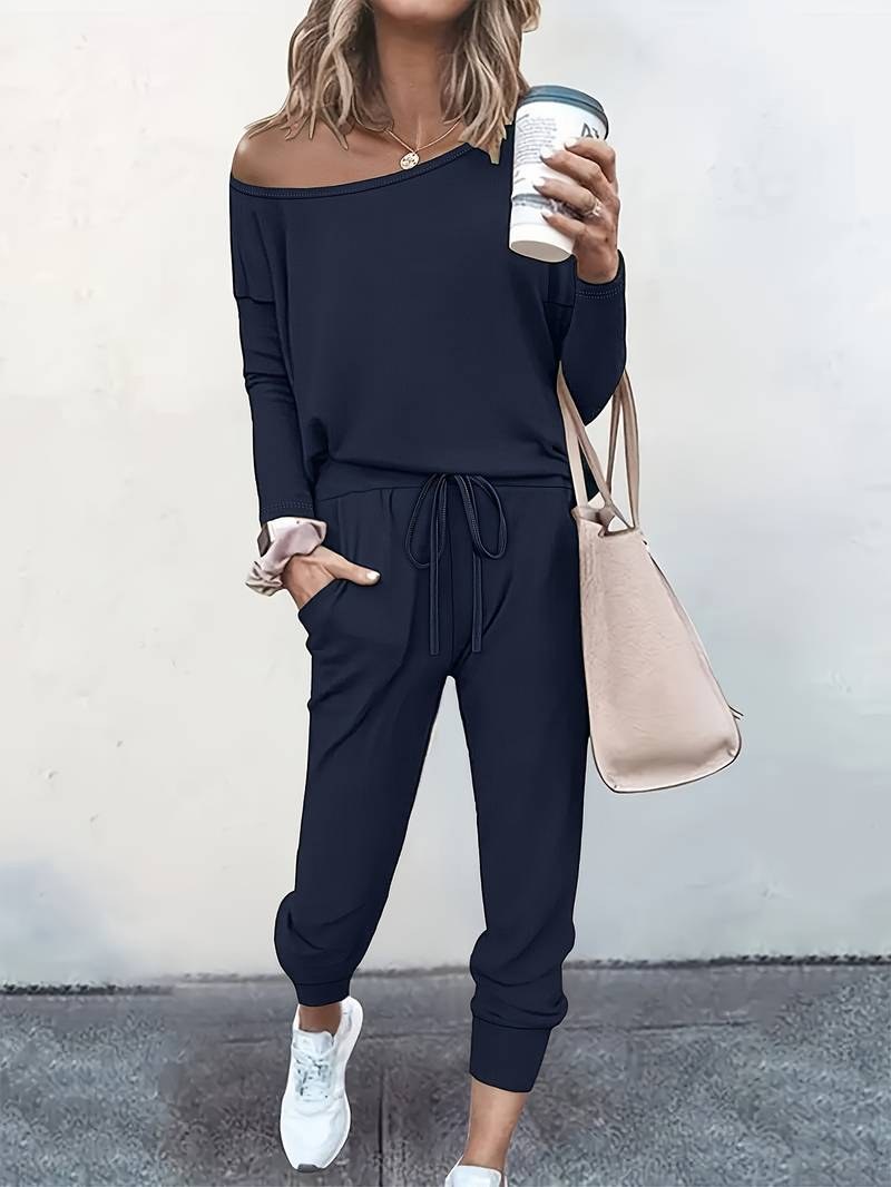 Clematis | Women's Long Sleeve Top and Pants Two Piece Set in Blue