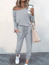 Clematis | Women's Long Sleeve Top and Pants Two Piece Set in Gray