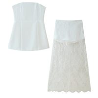 Clemence | Women's Lace Crop Top in White