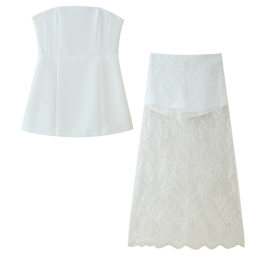 Clemence | Women's Lace Crop Top in White