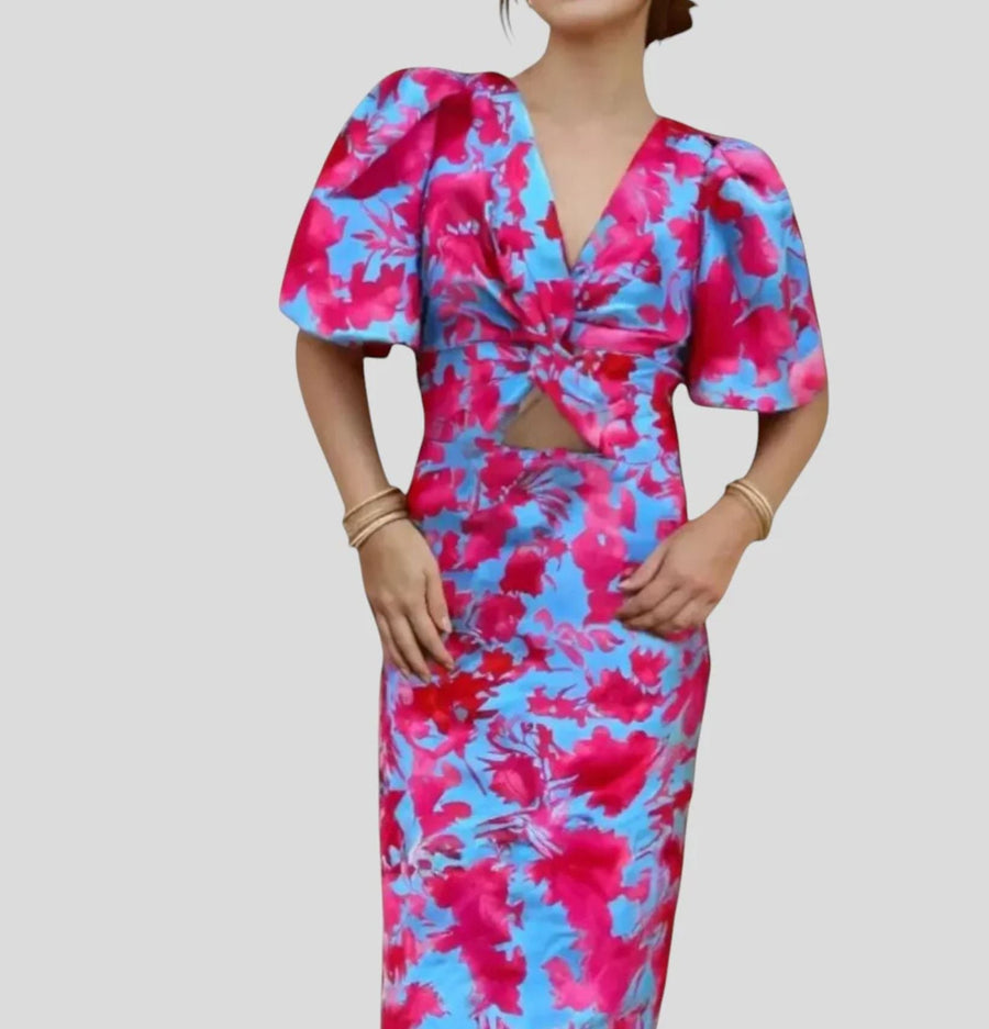 Clemence | Women's Lace Elegant Dress in Magenta