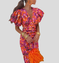 Clemence | Women's Lace Elegant Dress in Orange