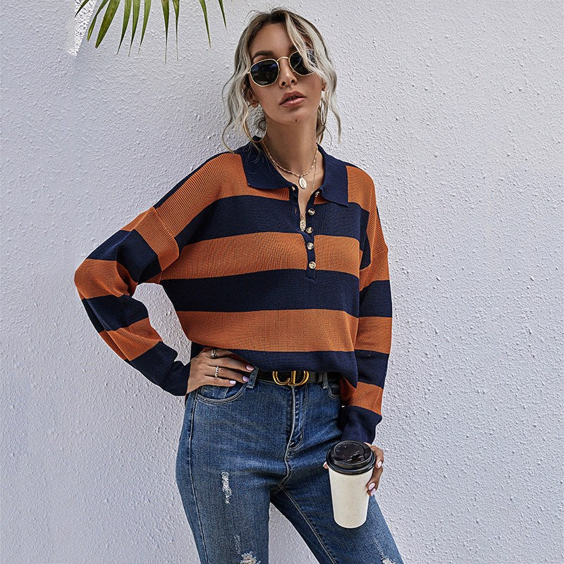 Clementina | Women's Button-Front Sweater in Blue