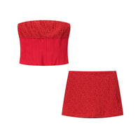 Clementine | Women's Ruffle Elegant Mini Skirt in Red