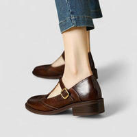 Clementine | Women's Instep Strap Mary Jane Shoes in Brown