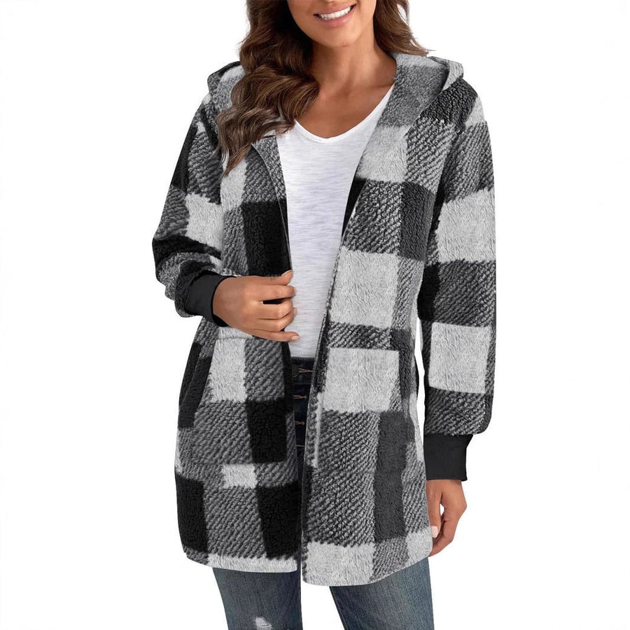 Clio | Women's Plaid Hooded Fleece Jacket