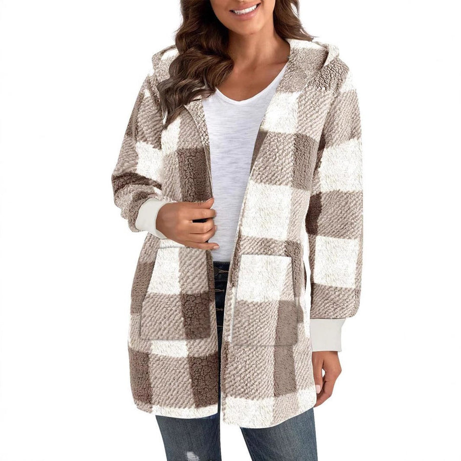 Clio | Women's Plaid Hooded Fleece Jacket