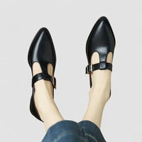 Clio | Women's Low Block-Heel Mary Jane Shoes in Black