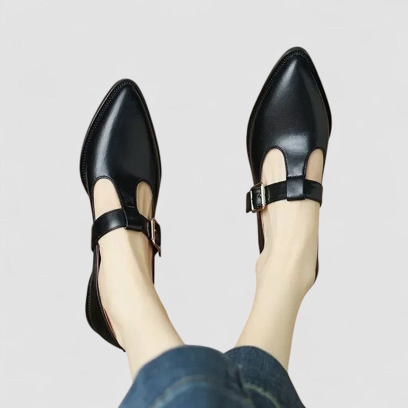 Clio | Women's Low Block-Heel Mary Jane Shoes in Black
