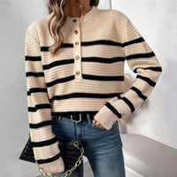 Clothilde | Women's Button-Front Knit Sweater in Apricot