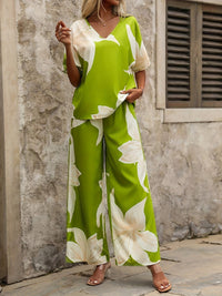 Concordia | Women's Flowing Floral Two-Piece Set in Apple Green