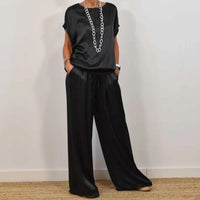 Concordia | Women's Loose Silhouette Top and Pants Two-Piece Set in Black
