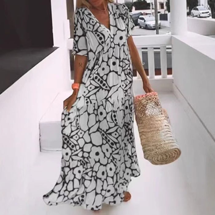 Constance | Women's V-Neck Flowing Floral Maxi Dress