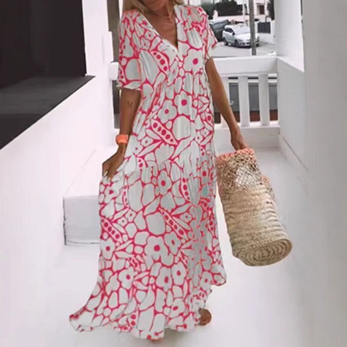 Constance | Women's V-Neck Flowing Floral Maxi Dress