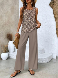 Constantia | Women's Matching Top and Pants Two-Piece Set in Brown