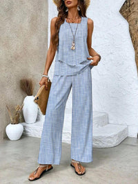Constantia | Women's Matching Top and Pants Two-Piece Set in Light Blue