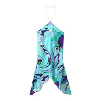 Constantia | Women's Asymmetric Floral Elegant Maxi Dress in Turquoise