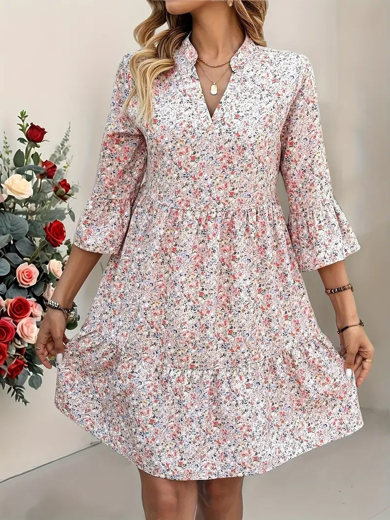Cordelia | Women's Ruffle Floral Dress in Blumenmust