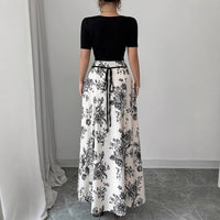 Cordelia | Women's Tailored Floral Elegant Maxi Dress in Black