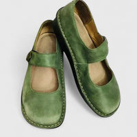 Cordelia | Women's Stitch-Defined Sole Mary Jane Shoes in Green