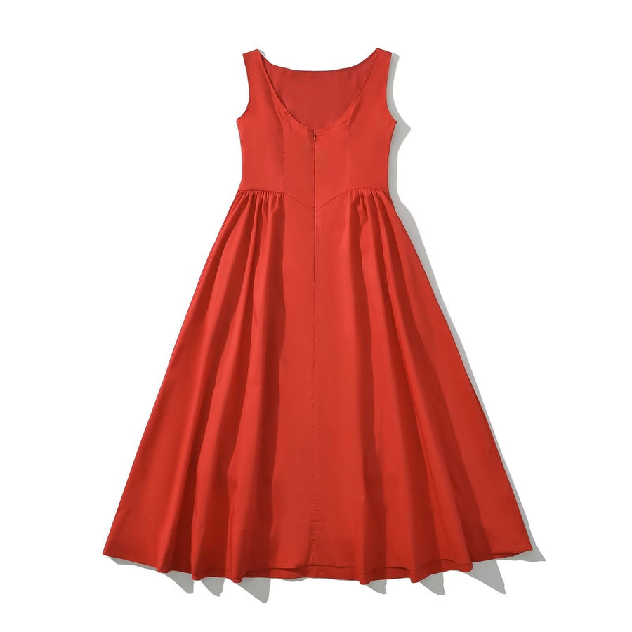 Coretta | Women's Crew Neck Flowing Elegant Maxi Dress
