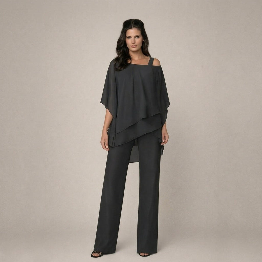 Coretta | Women's Off-Shoulder Summer Two-Piece Set in Black