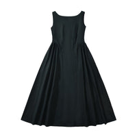 Coretta | Women's Crew Neck Flowing Elegant Maxi Dress in Black