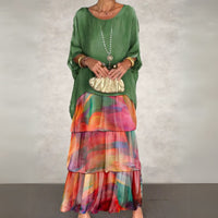 Corinna | Women's Tiered Maxi-length Skirt Dress in Multicolor