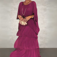 Corinna | Women's Tiered Maxi-length Skirt Dress in Pink