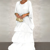 Corinna | Women's Tiered Maxi-length Skirt Dress in White