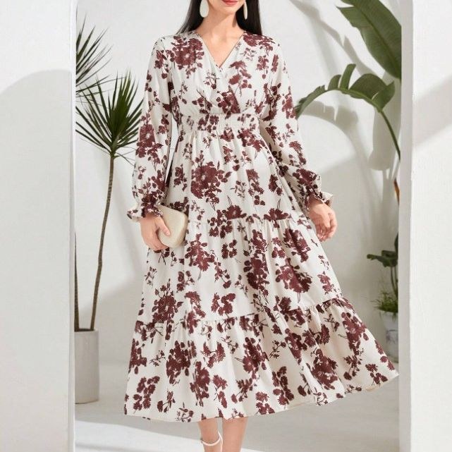 Corinne | Women's V-Neck Floral Elegant Maxi Dress