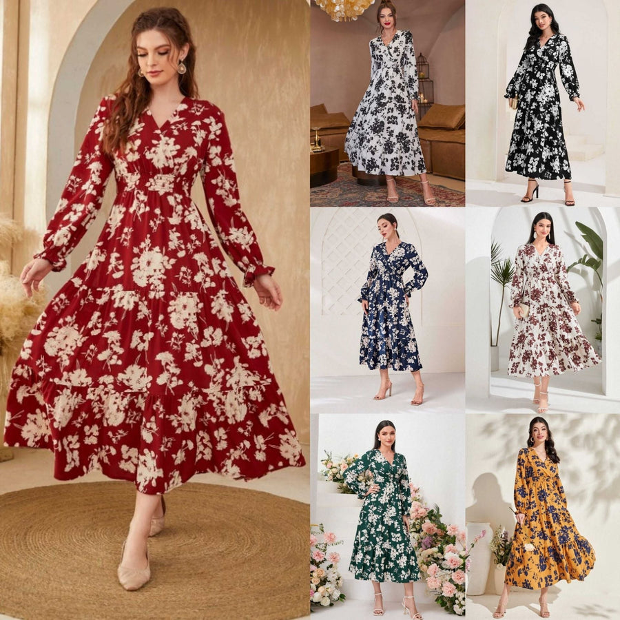 Corinne | Women's V-Neck Floral Elegant Maxi Dress
