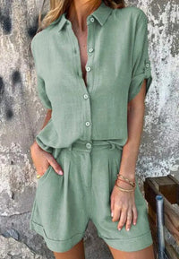 Cosette | Women's Relaxed Fit Shape Two-Piece Set in Green