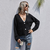 Crispina | Women's Button Detail Knit Cardigan in Black